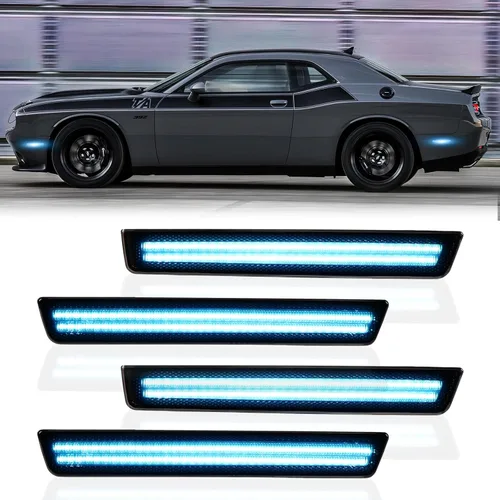 Miniatura 8 de Luces LED de señalización lateral blancas para parachoques, lámparas de señal de estacionamiento para 2015-2023 Dodge Challenger 4 piezas, lente