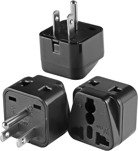 Miniatura 7 de Paquete de 2 adaptadores de enchufe de viaje de EE. UU., UE/Reino Unido/AU/in/CN/JP/Asia/Italia/Brasil a Estados Unidos (tipo B), enchufe de pared