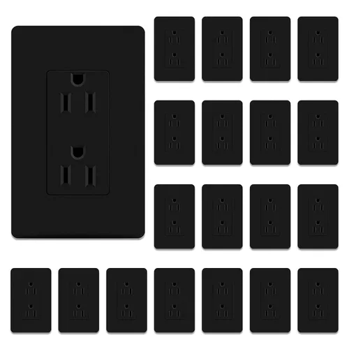 Miniatura 13 de ThunderWay Toma de corriente decoradora con placa de pared, toma eléctrica no resistente a manipulaciones, 15 amperios/125 V, autoconectada
