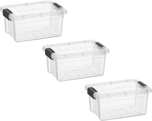 Miniatura 7 de Superio Cajas de almacenamiento transparentes con tapas, contenedores de plástico de 2.5 cuartos de galón para organizar, cajas apilables, sin BPA