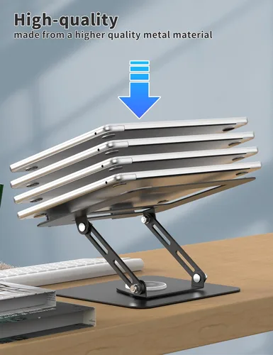 Miniatura 6 de ALASHI Soporte para laptop para escritorio con base giratoria de 360°, soportes ajustables para laptop multiángulo, elevador plegable para laptop
