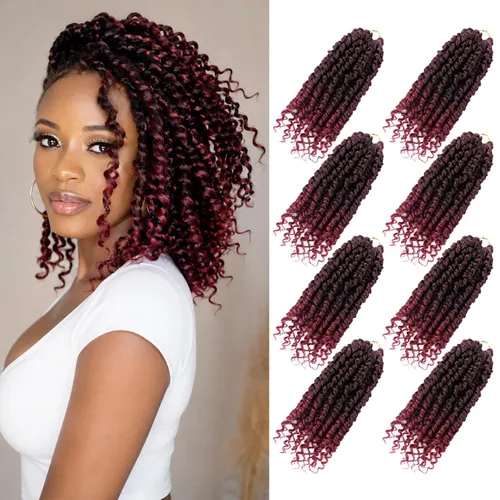 Miniatura 43 de Bileaf Paquete de 8 de cabello de ganchillo trenzado de pasión de 6 pulgadas para mujeres, pelo corto de ganchillo trenzado de pasión pretrenzado