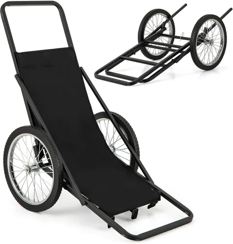 Miniatura 10 de Goplus Carrito Plegable para Ciervos, Transportador de Ciervos de 500 LBS con Ruedas de Goma Grandes, Carrito de Caza de Metal Resistente