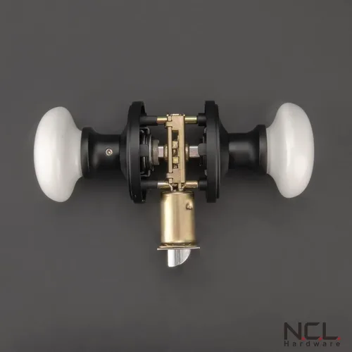 Miniatura 3 de NCL - Perillas de puerta blancas, paquete de 3 pomos redondos de puerta de paso, manijas de puerta sin llave negro mate, palancas de puerta de Negro