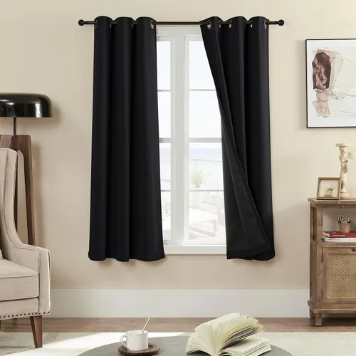 Miniatura 29 de Rutterllow - Cortinas 100% opacas, paneles de cortina con ojales, aislamiento térmico y bloqueo de luz para habitación y sala de estar