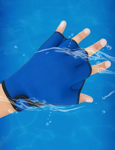 Miniatura 7 de FitsT4 Sports Guantes de natación con aletas Guantes de natación palmeados Fitness Aeróbico acuático Azul