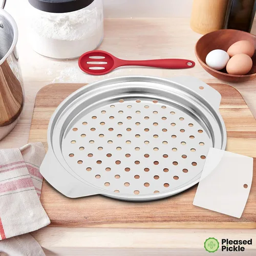 Miniatura 5 de Spaetzle Maker Tapa y raspador – 12.8 x 10.2 pulgadas, grado alimenticio, acero inoxidable, fideos alemanes de huevo, dumpling Swiss Knoepfle
