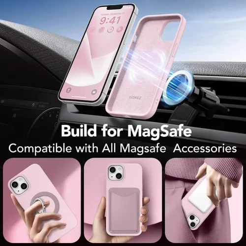 Miniatura 31 de GONEZ Funda de silicona para iPhone 15 Pro Max, compatible con Magsafe, protector de cámara + protector de pantalla, forro de microfibra suave