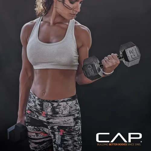 Miniatura 30 de CAP Barbell Juego de mancuernas hexagonales recubiertas de 150 libras con estante vertical Múltiples opciones Estante azul