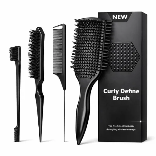 Cepillo desenredante para cabello rizado, cepillo ligero para cabello rizado con diseño ventilado para un fácil deslizamiento, desenreda sin Negro