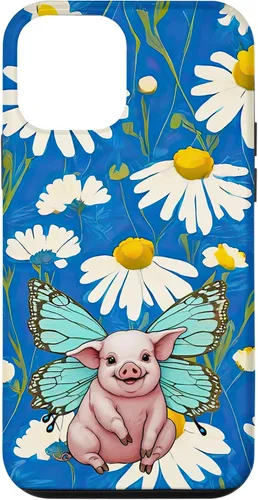 Adorable pig piglet with butterfly wIngs daisy flower sweet Case for iPhone 12 mini