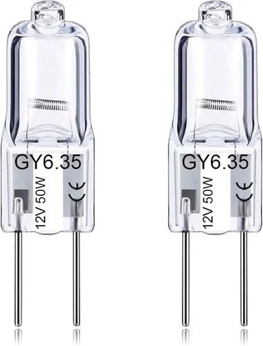 GY6.35 Bombillas halógenas transparentes de 12 V 50 W, 2 pines, base bi-pin T4 JC G6.35 bombilla de cápsula, regulable 2700 K blanco cálido de 2