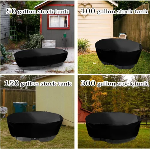 Miniatura 7 de TOYMIS Cubierta para tanque de almacenamiento ovalada resistente al calor, impermeable, negra, 52.8 x 31.5 x 11.8 pulgadas, personalizada, sólida