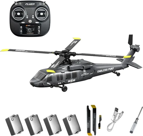 Miniatura 4 de Hanll Black Hawk K200 6CH Simulación Helicóptero RC con motor sin escobillas, flujo óptico y retención de altitud, vuelo invertido de una tecla