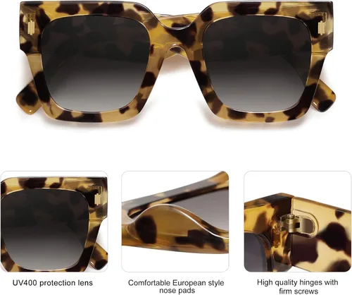 Miniatura 6 de SOJOS Gafas de sol cuadradas vintage de gran tamaño para mujer, estilo retro, de lujo, grandes, UV400 SJ2194