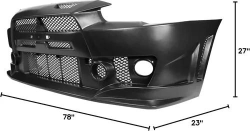 Miniatura 10 de Conversión de parachoques delantero compatible con MITSUBISHI LANCER 2008-2015, kit de carrocería de conversión de cubierta de parachoques negro PP