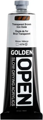 Miniatura 15 de GOLDEN OPEN Acrílicos de secado lento, Siena cruda, tubo de 2 fl oz, Pintura acrílica profesional, semiopaca Tierra de sierra natural