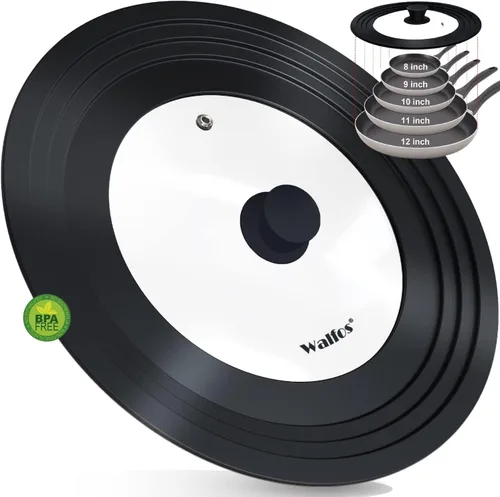 Miniatura 9 de Walfos Tapa universal para utensilios de cocina de 9, 10 y 10.5 pulgadas de diámetro, se adapta a ollas, sartenes y sartenes. Tapa de sartén