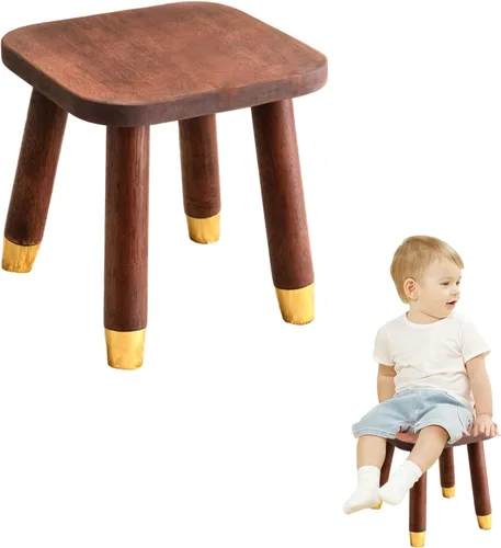 Taburete pequeño de madera de 9.45 pulgadas, taburete pequeño de madera para niños y adultos, taburete pequeño para cocina, baño y soporte de