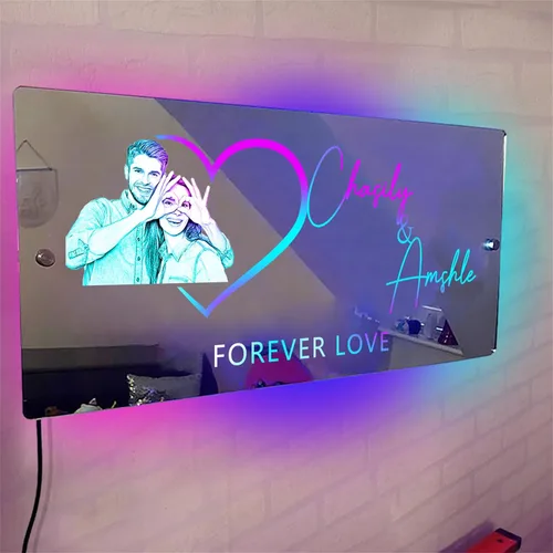 Miniatura 10 de Espejo de barra de nombre LED personalizado, letreros de neón iluminados para decoración de pared para bar en casa, día de San Valentín y regalos