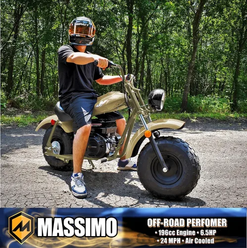 Miniatura 3 de Massimo Motor Warrior200 196CC Motor Super Size Mini Moto Trail Bike MX Street para niños y adultos Neumáticos anchos Motocicleta Powersport