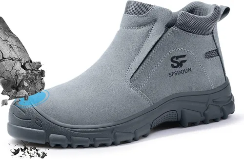 Miniatura 9 de Botas de trabajo para hombre, botas de soldadura sin cordones para hombres, botas de punta de acero indestructibles, zapatos de punta de acero