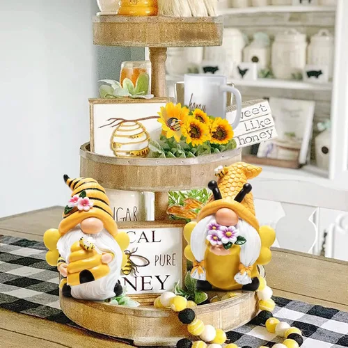 Miniatura 4 de Hodao Decoraciones de gnomos de jardín de primavera, gnomos de abeja de miel, decoración del Día Mundial de las Abejas, Regalos - Figura de enano