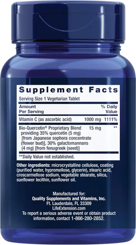 Miniatura 6 de Life Extension Cápsulas de magnesio 500 mg, vitamina C 1000 mg con fitosoma de bio-quercetina - corazón, hueso, salud inmunológica - 200 cápsulas