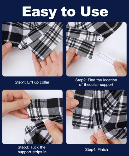 Miniatura 5 de vivinin 112P - Inserciones para cuello de camisa de vestir, collar de plástico blanco con soporte de almacenamiento, 4 refuerzos invisibles