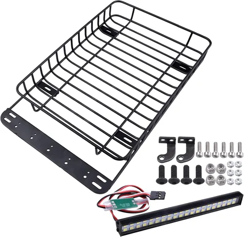 Miniatura 4 de RC 1/10 Metal Roof Rack Equipaje con barra de luz LED para 1:10 RC Crawler Car TRX-4 Axial SCX10 90046 SCX10 III AXI03007 Redcat Gen 8 RGT