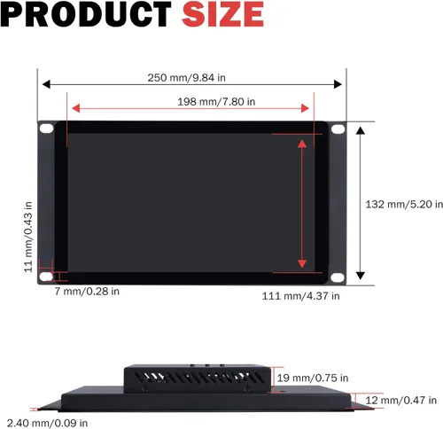 Miniatura 3 de GeeekPi 9 pulgadas 1280x720 pantalla táctil LCD 3U Rack Mount Monitor para DeskPi RackMate T0/T1/T2/T0 Plus/T1 Plus/TL1 Server Cabinet y 10 pulgadas