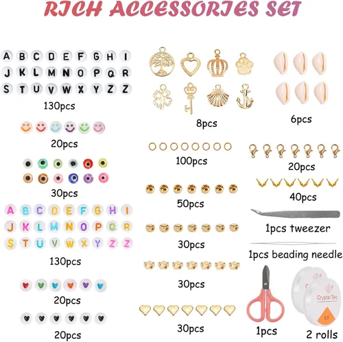 Miniatura 2 de QUEFE 62000 piezas 120 colores cuentas de semillas de vidrio para hacer joyas, cuentas mini de 2 mm con accesorios, kit de pulseras de amistad