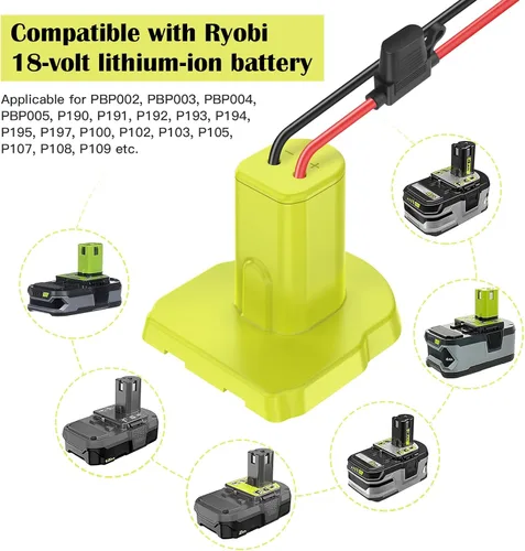 Miniatura 5 de Paquete de 2 adaptadores de ruedas eléctricas para batería Ryobi de 18 V, kit convertidor con fusibles y terminales de cable y cable de 12 AWG