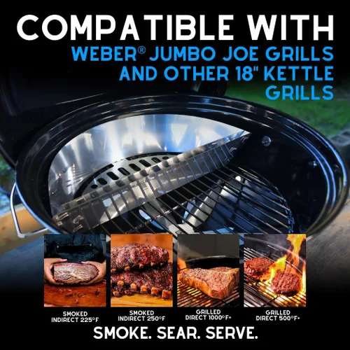 Miniatura 3 de SnS Grills Slow 'N Sear - Cesta de carbón para hervidores Weber de 18 pulgadas, cesta de carbón de acero inoxidable resistente, sistema de cocción