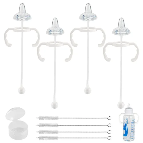 Miniatura 10 de Kit de conversión de vaso para biberones de vidrio estrechos y estrechos de Dr. Browns, kit de transición a prueba de derrames con boquilla