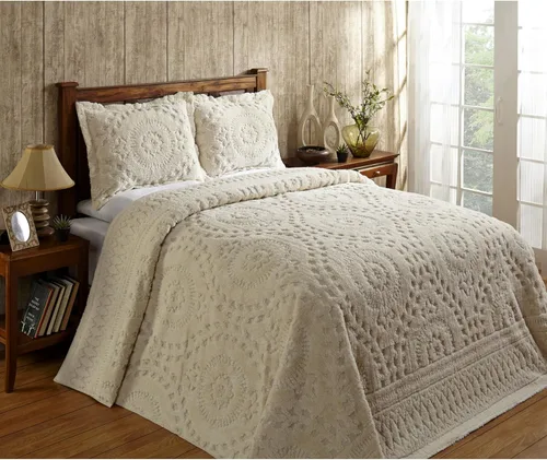 Miniatura 11 de Better Trends 1 colcha de chenilla tamaño matrimonial/doble, ropa de cama de chenilla 100% algodón, patrón de medallón ligero, decoración