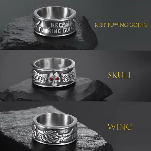 Miniatura 8 de Anillos de calavera gótica vintage para hombres y mujeres, acero inoxidable, ónix negro, anillo de póquer, anillo de esqueleto plateado