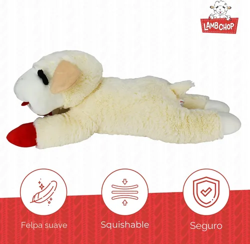 Miniatura 3 de Multipet Licenciado oficialmente Lamb Chop Jumbo White Pelush Dog Toy, 24 pulgadas