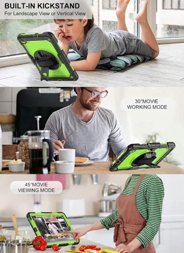 Miniatura 2 de Funda para Samsung Galaxy Tab S6 Lite de 10.4 pulgadas 2024/2022/2020 (SM-P610/P615/P613/P619), protección con soporte giratorio, correa de hombro