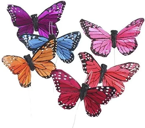 Inspired By Nature Grupo de 12 mariposas monarca artificiales realistas en ricos colores de joyas