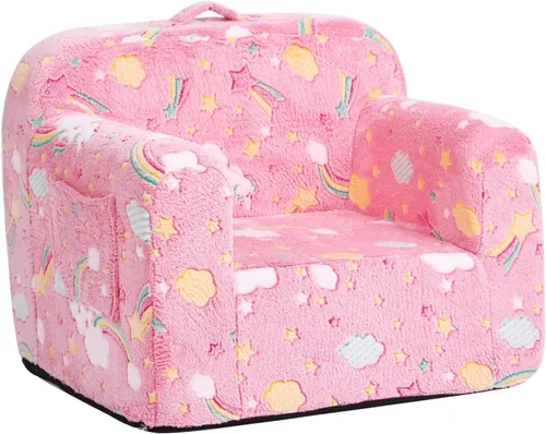 Miniatura 11 de Tiita Sofá para Niños, Sofá para Niños con Asa de Transporte, Sofá de Espuma Portátil para Niños Pequeños, Sofá para Guardería de Niños que Brilla