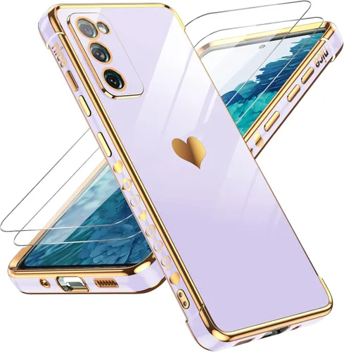 LeYi Funda para S20 Fe Funda para Samsung Galaxy S20 Fe con Protector de Pantalla [2 Piezas] + Protección Completa de Cámara, Chapado de Corazones