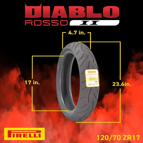Miniatura 2 de Pirelli Diablo Rosso II 120/70 ZR 17 M/C (58W) TL (K) Delantero y 180/55 ZR 17 M/C (73W) TL Neumático trasero para motocicleta, juego de neumáticos