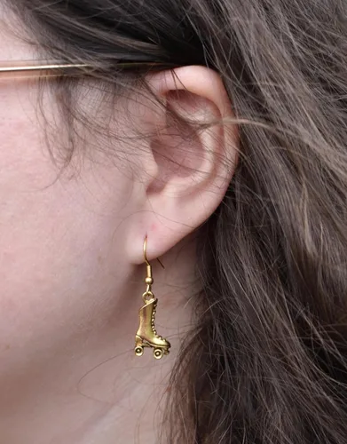 Miniatura 2 de Roller Skate Earrings in 24K Gold Plated Pewter Roller Skate Earrings. Roller Skate Gifts.