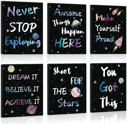 Miniatura 14 de CHDITB Decoración de aula de libros de lectura, citas inspiradoras, impresión artística de pared para niños, 12 x 16 pulgadas, libros motivacionales