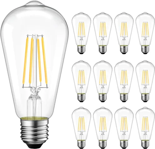 Miniatura 10 de ANWIO Bombillas LED Edison vintage, paquete de 3 unidades, 7 W, equivalente a 60 W, no regulables, ST58 2700 K, bombillas de filamento LED antiguo