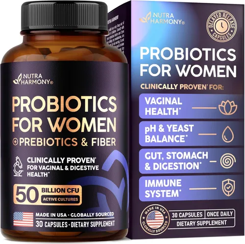 Probióticos para mujeres, 50 mil millones de UFC, probióticos vaginales clínicamente probados para el equilibrio de levadura y pH, alivio de la