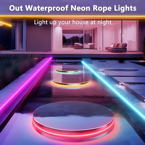 Miniatura 7 de Cuerda de luces LED de neón de 32.8 pies con aplicación/control remoto, diseño flexible de bricolaje, luces de neón de sincronización de música