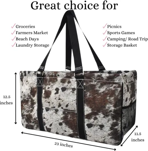 Miniatura 167 de NGIL Bolsa de comestibles reutilizable extra grande plegable de gran tamaño para comestibles, almacenamiento, picnic, playa, Bronco-negro occidental