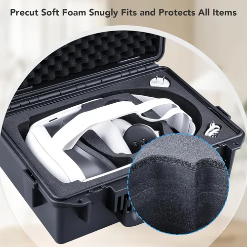 Miniatura 5 de Lykus Titan OQ200 - Funda rígida impermeable, funciona con Quest 3S/Quest 3/Quest 2, compatible con correa oficial Elite, mejor protección